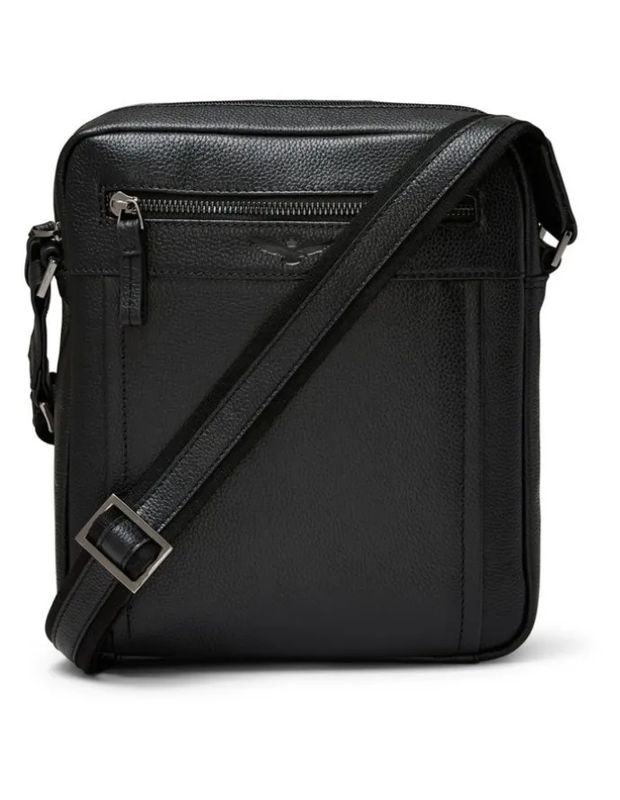 Aquila Montoro Leather Cross Body Bag in Black