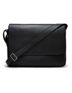 Aquila Montoro Leather Messenger Bag in Black