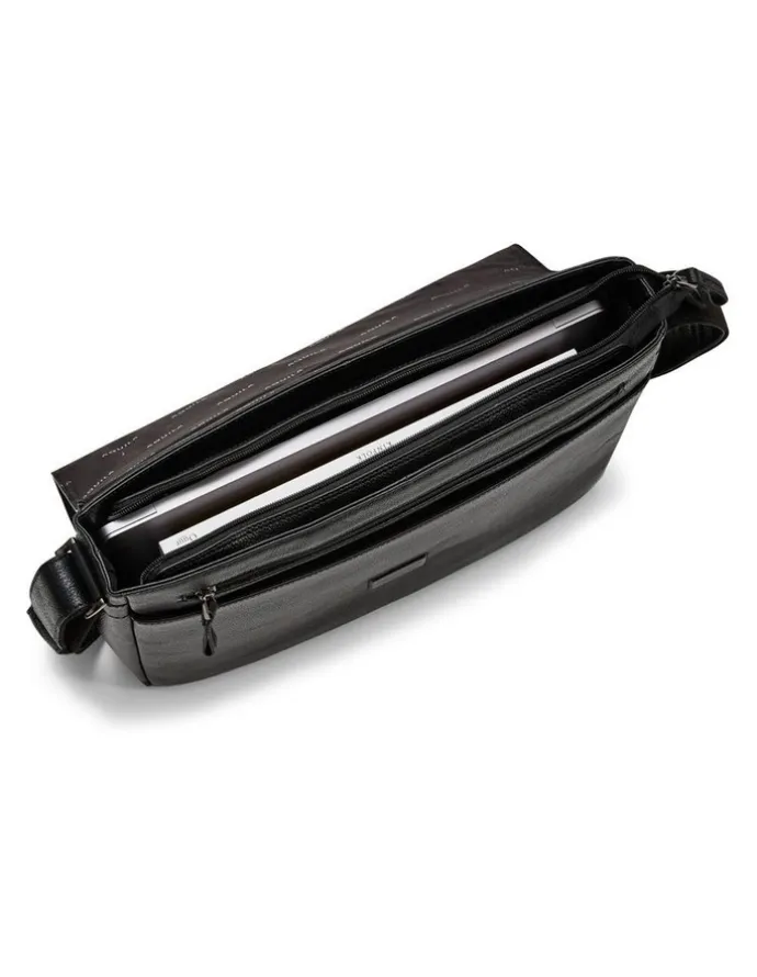 Aquila Montoro Leather Messenger Bag in Black