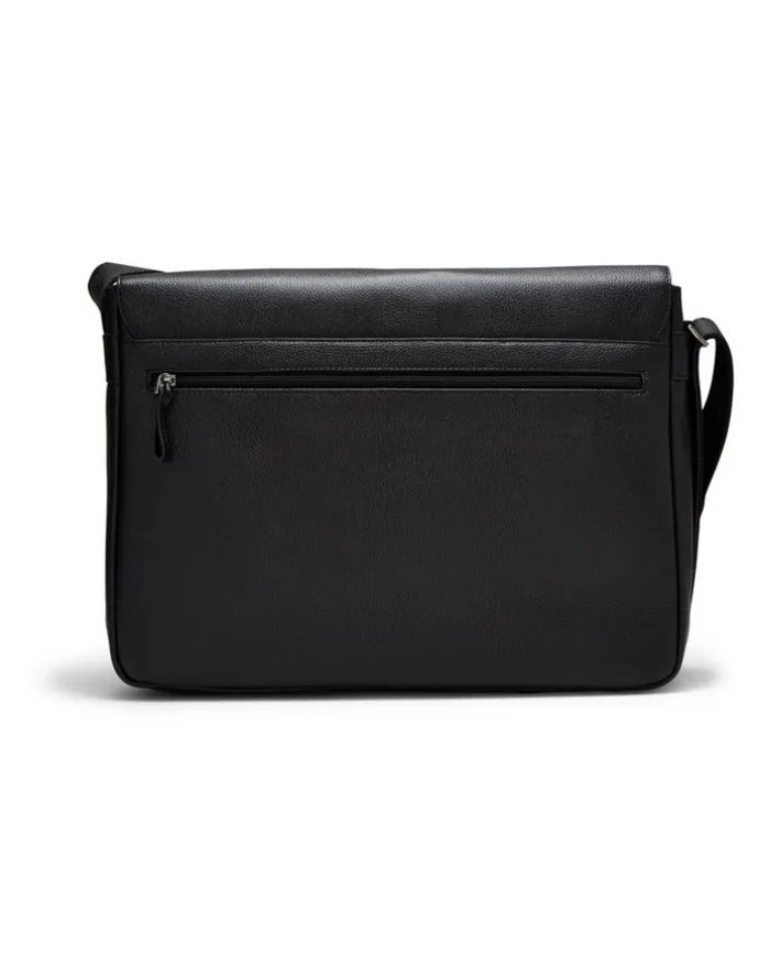 Aquila Montoro Leather Messenger Bag in Black