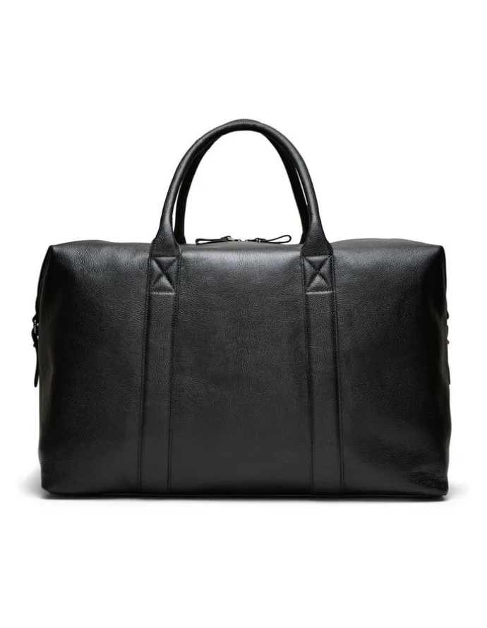 Aquila Montoro Leather Weekender Bag in Black