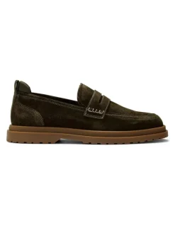 Aquila Radar Suede Penny Loafers in Olive
