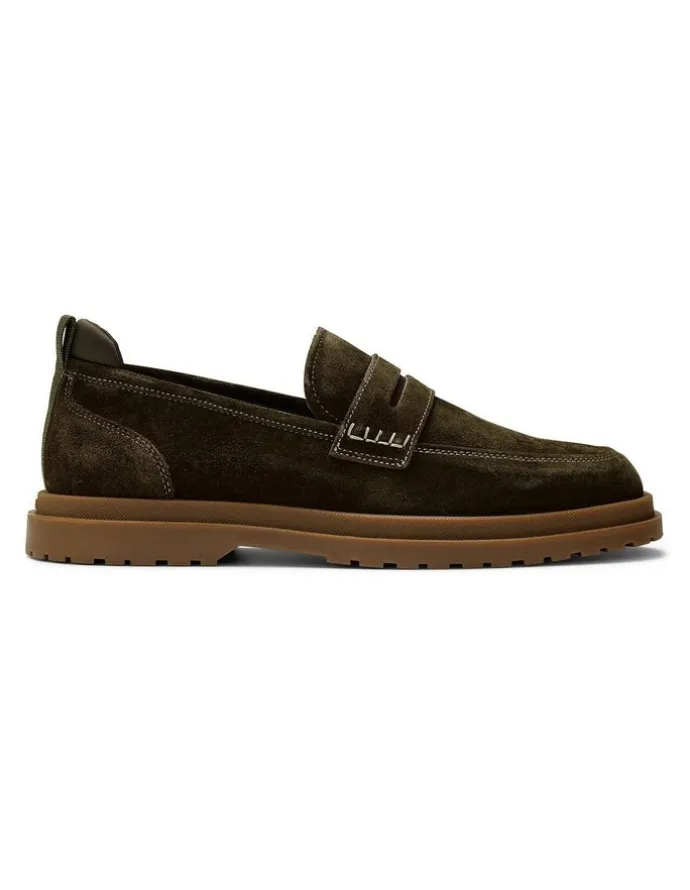 Aquila Radar Suede Penny Loafers in Olive