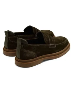 Aquila Radar Suede Penny Loafers in Olive