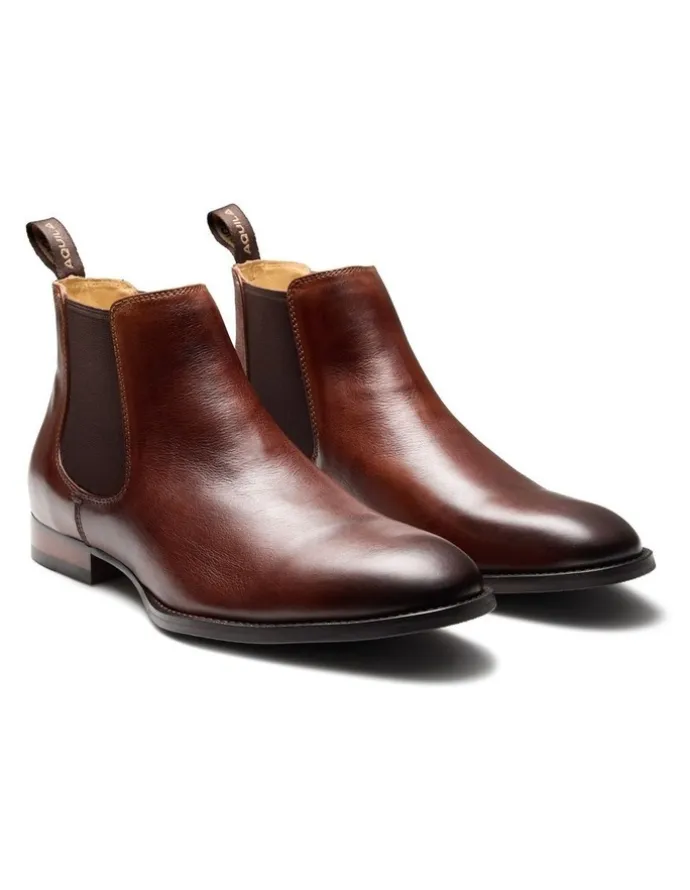 Aquila Dakota Leather Chelsea Boots in Tan
