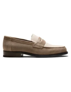 Aquila Dartmouth Suede Loafers in Taupe