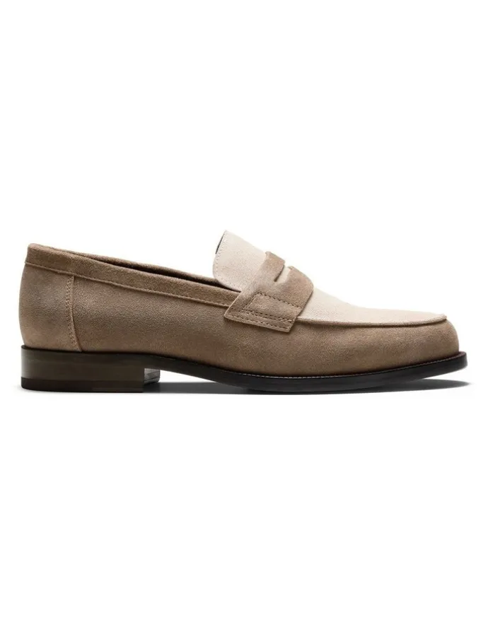 Aquila Dartmouth Suede Loafers in Taupe