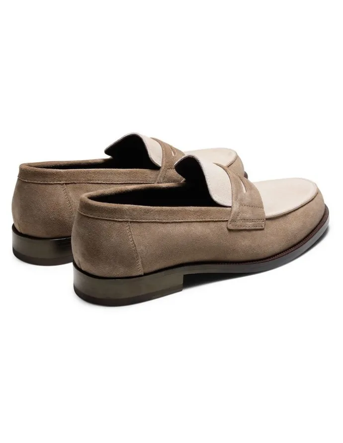 Aquila Dartmouth Suede Loafers in Taupe