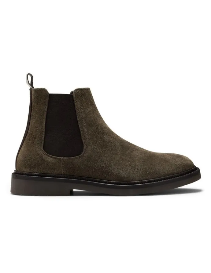 Aquila Steele Suede Chelsea Boots in Olive