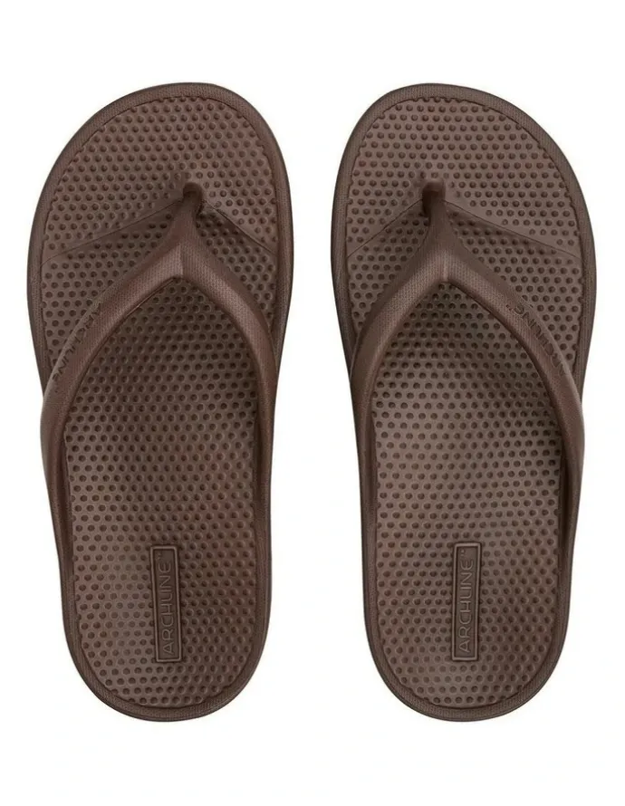 Archline Rebound Orthotic Arch Support Foam Thongs in Brown