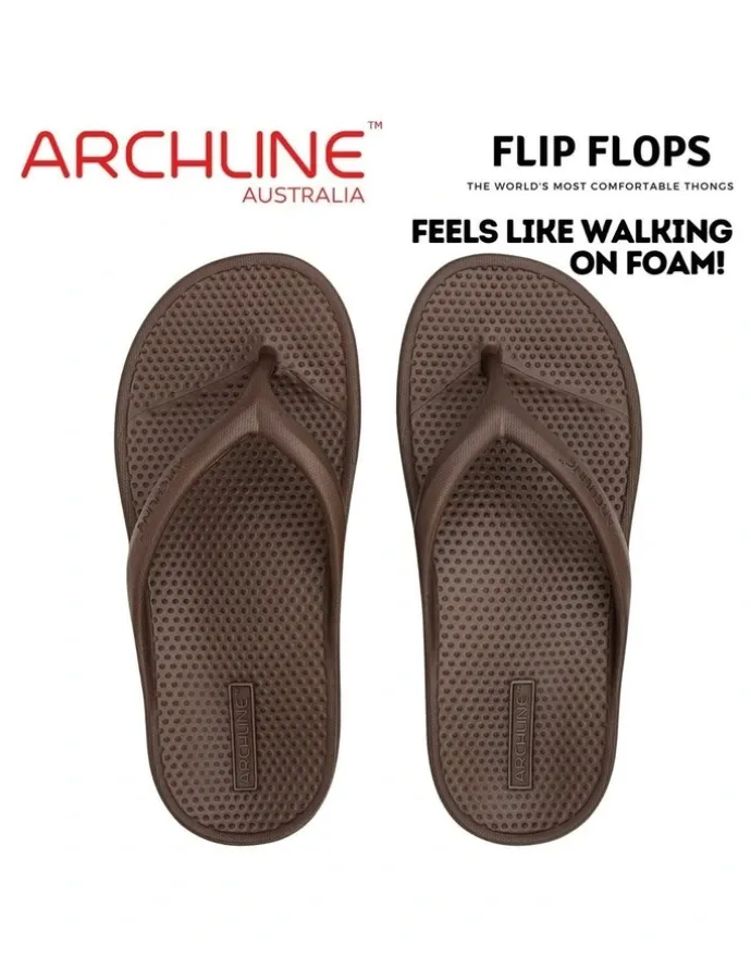 Archline Rebound Orthotic Arch Support Foam Thongs in Brown