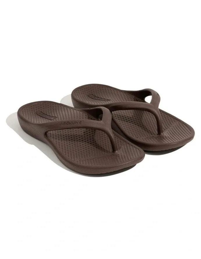 Archline Rebound Orthotic Arch Support Foam Thongs in Brown