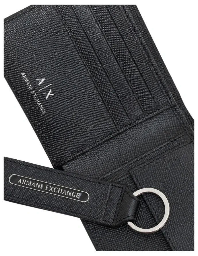Armani Exchange Barcelona Wallet and Keychain Leather Giftset in Black