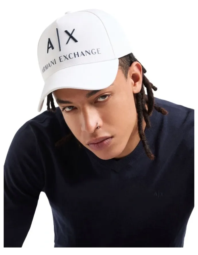 Armani Exchange Logo Baseball Cap in White