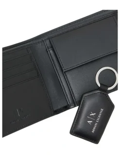 Armani Exchange Wallet And Keychain Giftset in Black