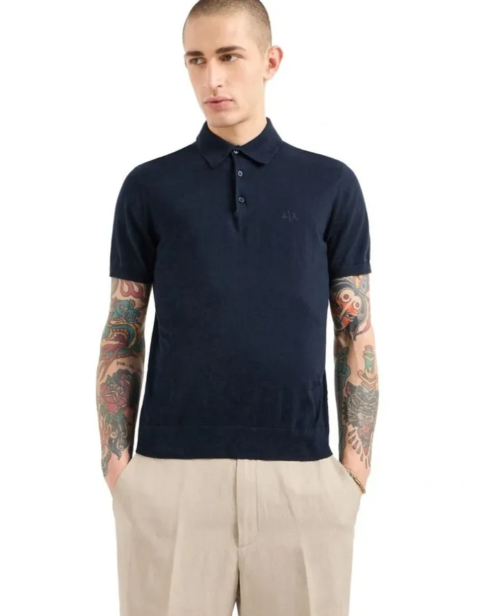 Armani Exchange Basics Knit Polo in Navy