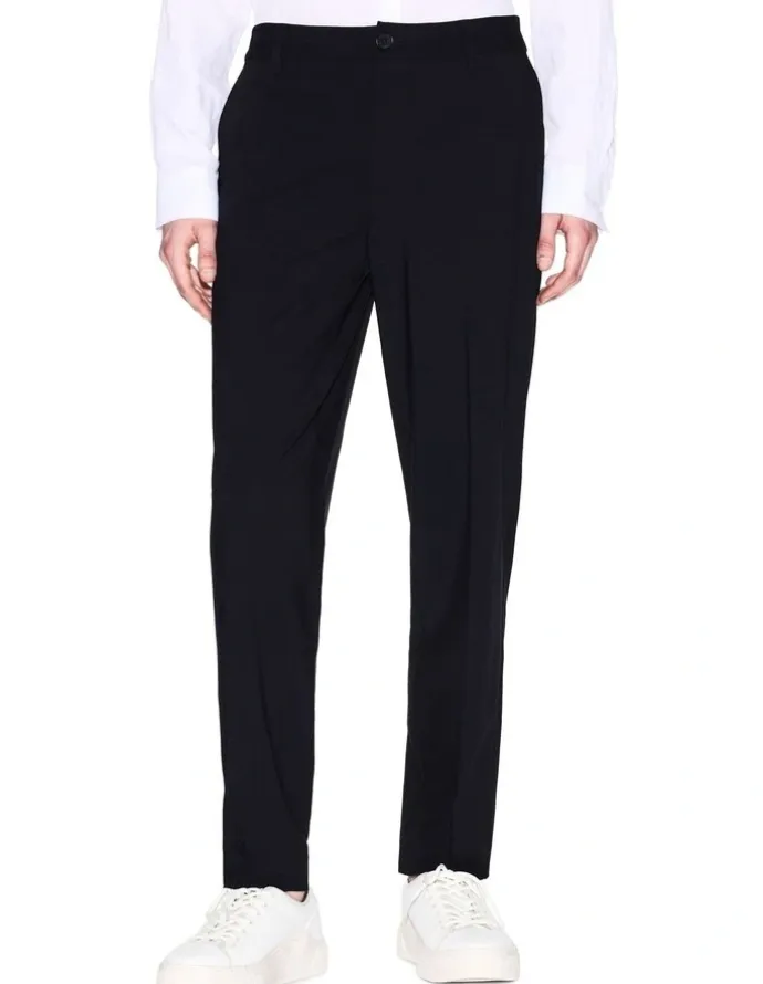 Armani Exchange Chino Trousers in Flowing Fabric in Black