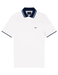 Armani Exchange Contrasted Polo Shirt in Off White