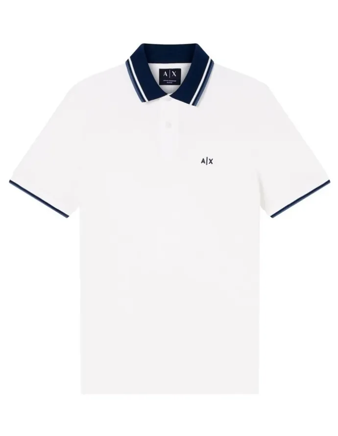 Armani Exchange Contrasted Polo Shirt in Off White
