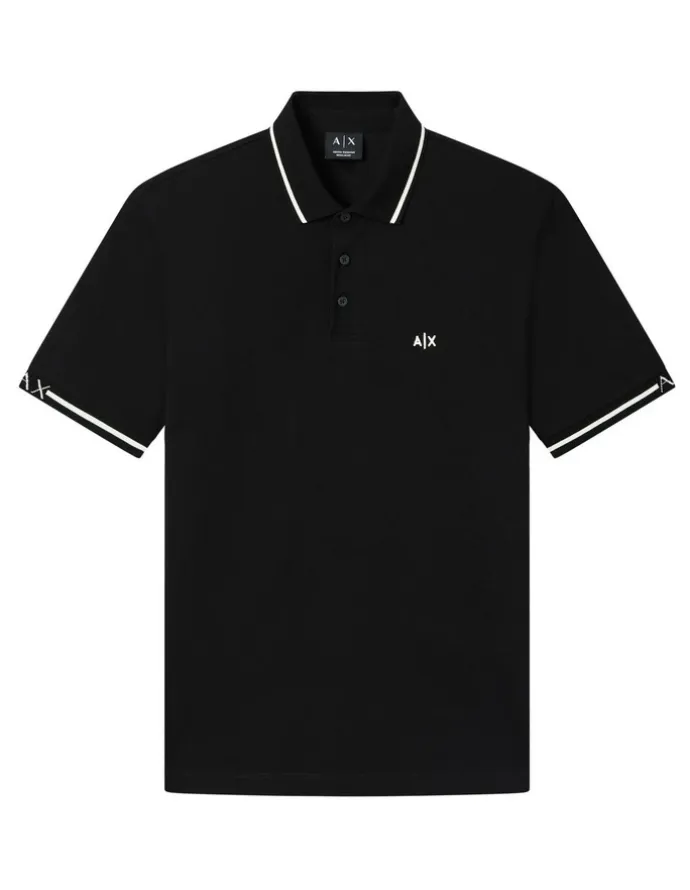 Armani Exchange Piping Polo Shirt in Black