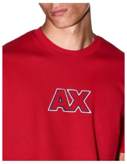 Armani Exchange Retro Sport Ouline Logo T-Shirt in Red