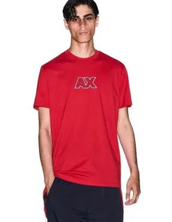 Armani Exchange Retro Sport Ouline Logo T-Shirt in Red
