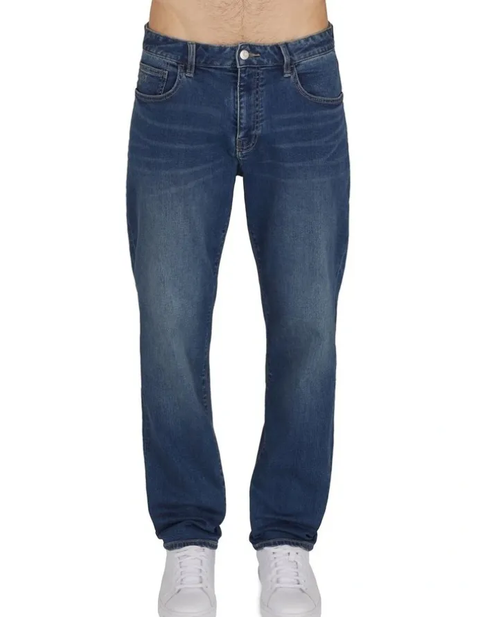 Armani Exchange Slim Fit 5 Pocket Denim Pant in Light Blue