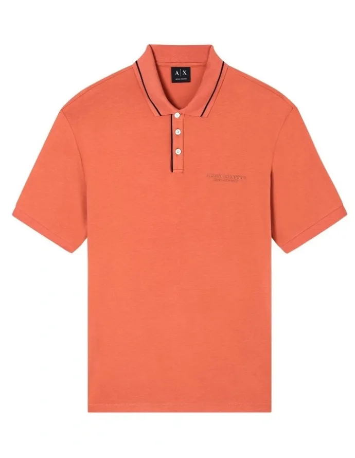 Armani Exchange Stretch Jersey Polo Shirt in Orange Rust