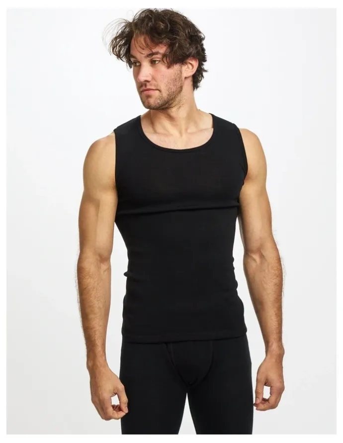 Baselayers Pure Merino Wool Tank in Black