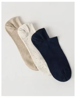 Basque 3 Pack Lowcut Liner Socks in Navy, Stone, & Pumice