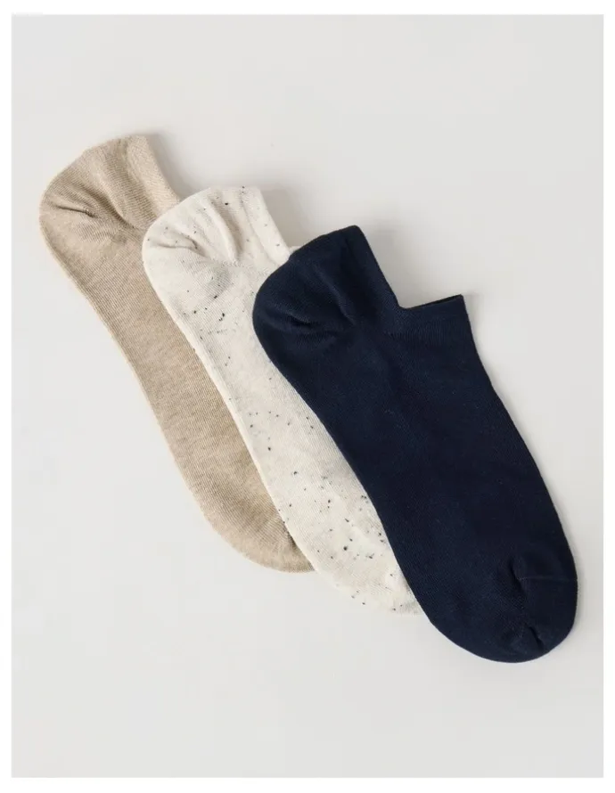 Basque 3 Pack Lowcut Liner Socks in Navy, Stone, & Pumice