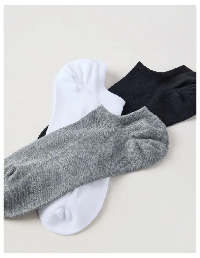 Basque 3 Pack Lowcut Liner Socks in Black, Grey, & White