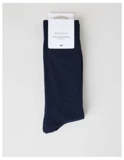 Basque 2 Pack Pinspot Socks in Navy