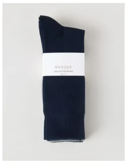 Basque 4 Pack Plain Socks in Navy, Grey, & Charcoal