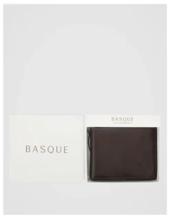 Basque Bifold Leather Wallet With Coin Purse Brown Wallet Brown