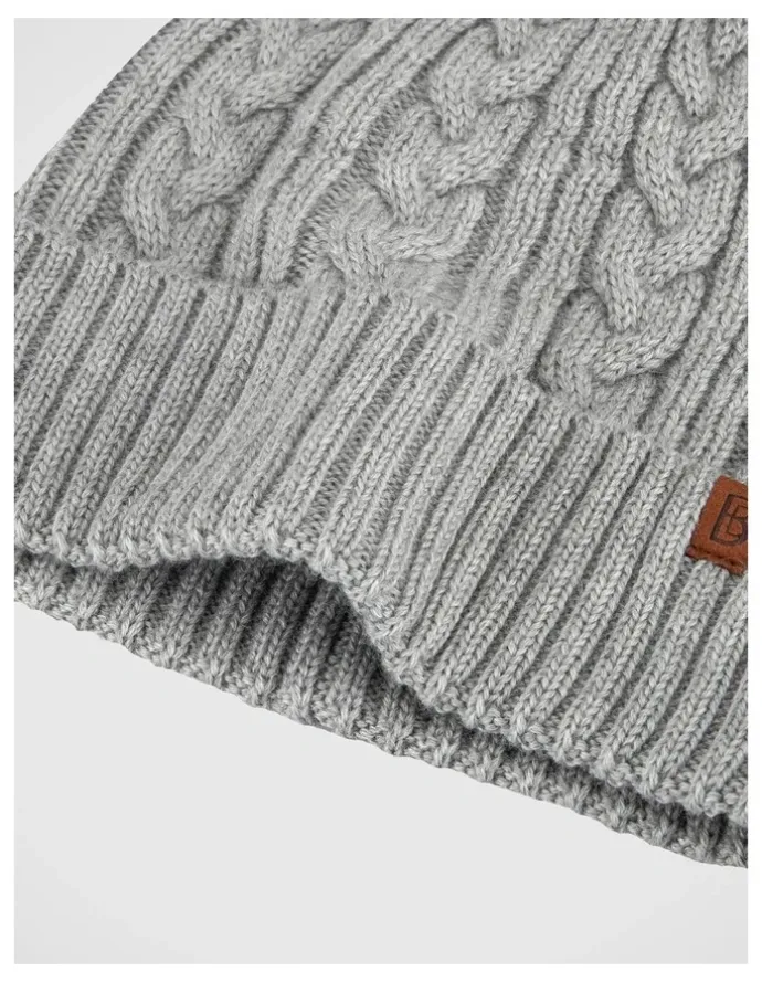 Basque Cable Knit Beanie Winter Accessory Grey