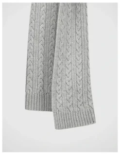 Basque Cable Knit Scarf Winter Accessory Grey Marle