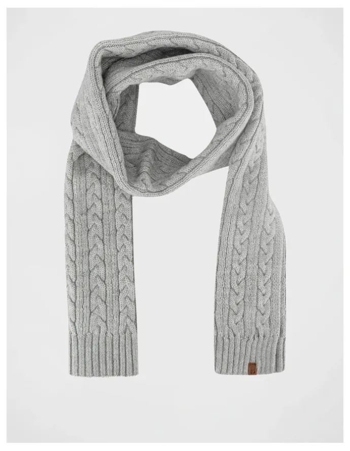 Basque Cable Knit Scarf Winter Accessory Grey Marle