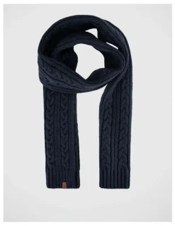 Basque Cable Knit Scarf Winter Accessory Navy