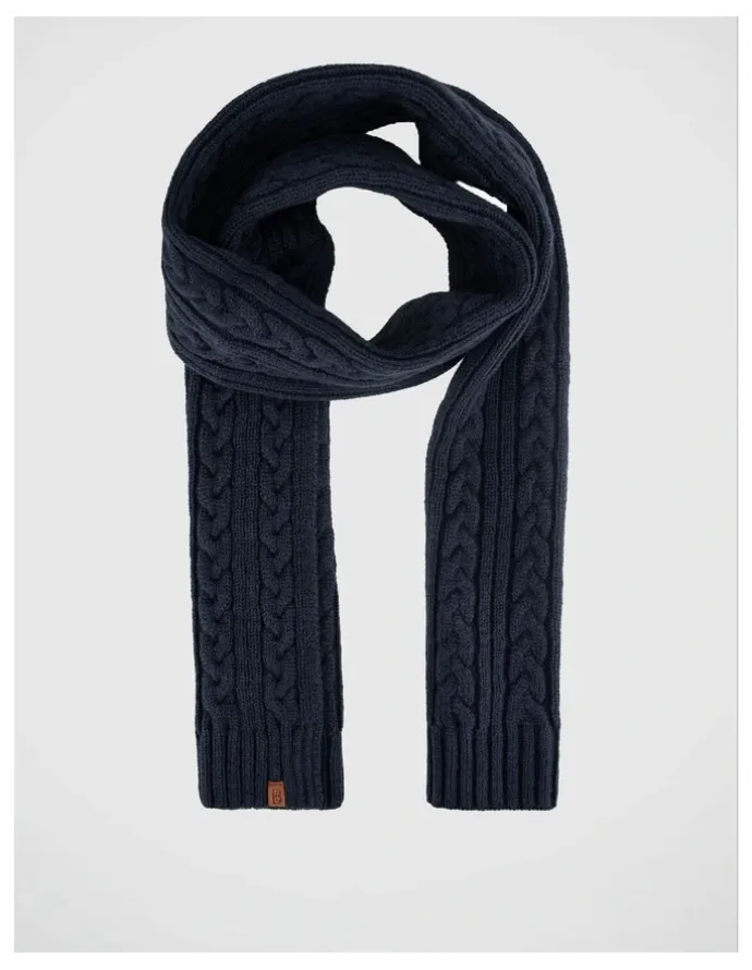 Basque Cable Knit Scarf Winter Accessory Navy