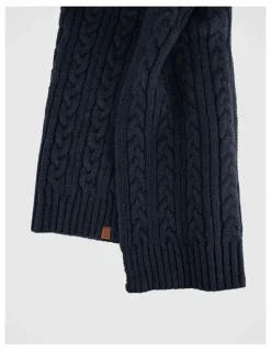 Basque Cable Knit Scarf Winter Accessory Navy