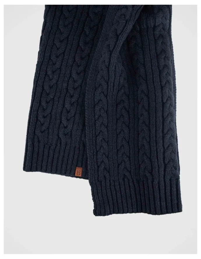 Basque Cable Knit Scarf Winter Accessory Navy