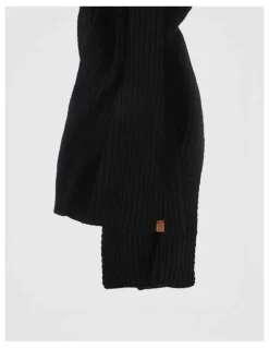 Basque Double Rib Knit Scarf Winter Accessory Black