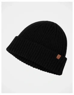 Basque Double Rib Knit Wool Beanie Winter Accessory Black