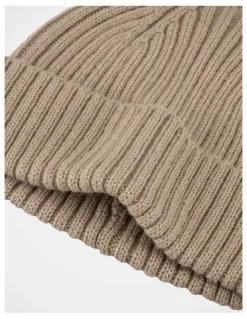 Basque Double Rib Knit Wool Beanie Winter Accessory Beige