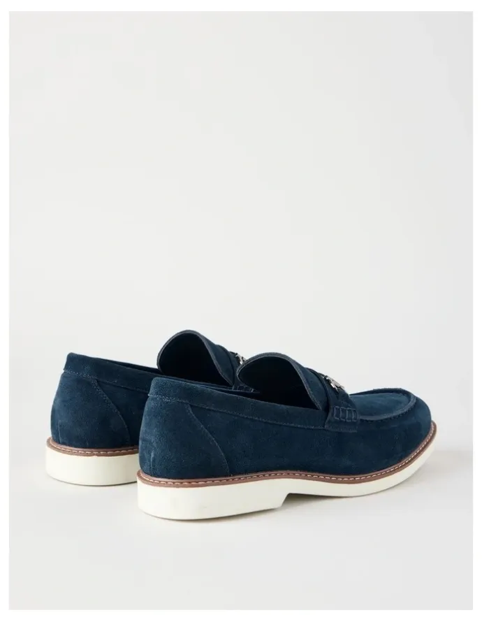 Basque Hector Casual Suede Loafer in Navy