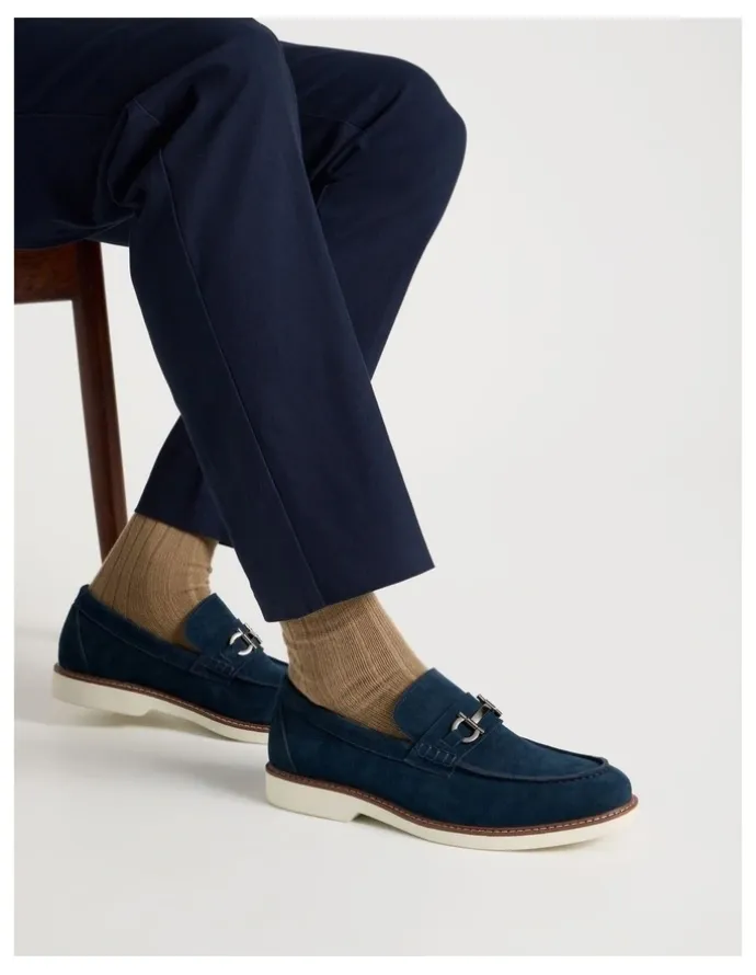 Basque Hector Casual Suede Loafer in Navy