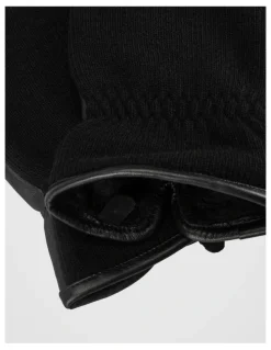 Basque Leather/Knitted Glove Winter Accessory Black/Black