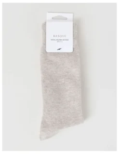 Basque Merino Wool Blend Socks in Oat