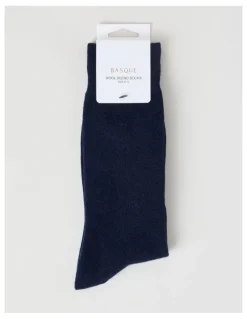 Basque Merino Wool Blend Socks in Navy